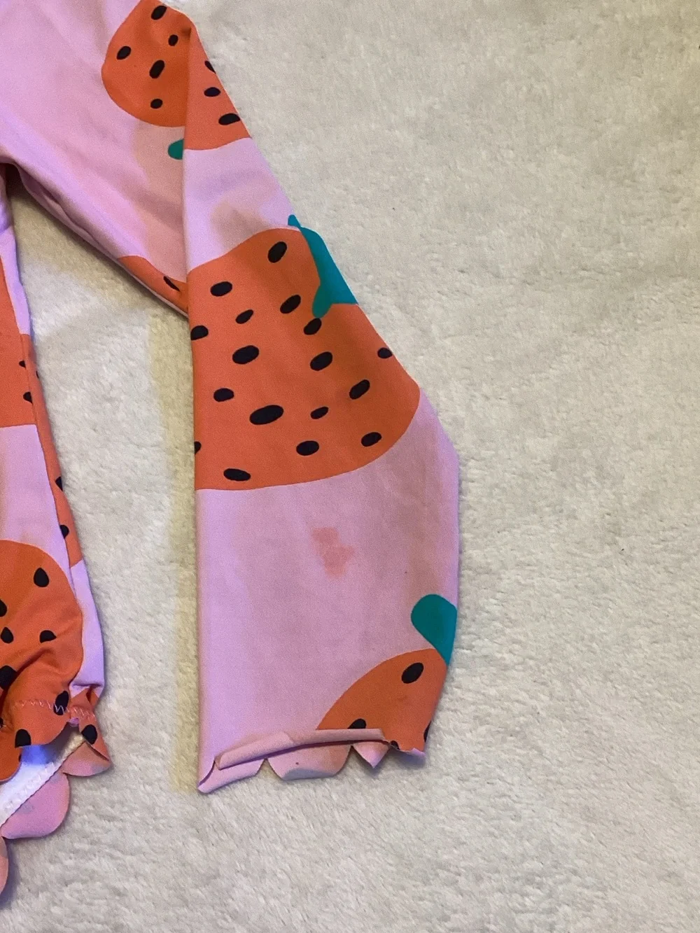 Stella McCartney Kids Pink Strawberry-Print Long Sleeve Swimsuit